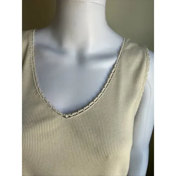 Sundance Ribbed Tank Womens XXL Cream V Neck Sleeveless Basic Layering EUC - Picture 5 of 10